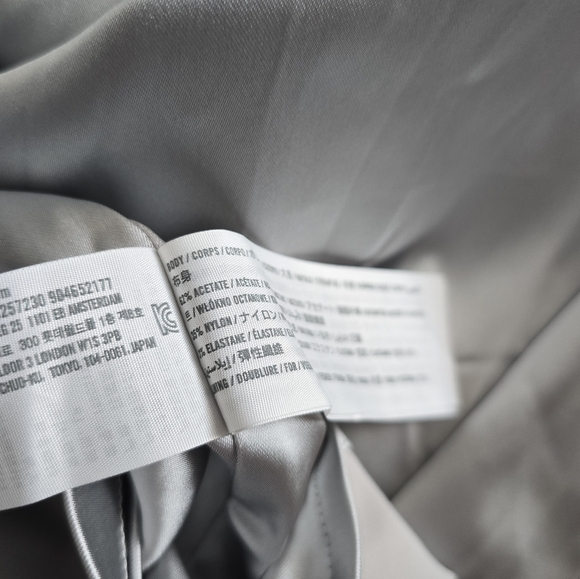 NWT Abercrombie & Fitch Stretch Satin Column Silver Midi Dress - Picture 7 of 7